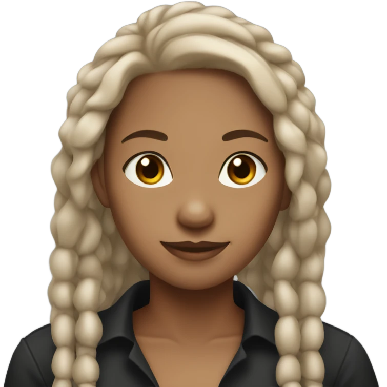 Tan girl with black locs dark white tied shirt  emoji