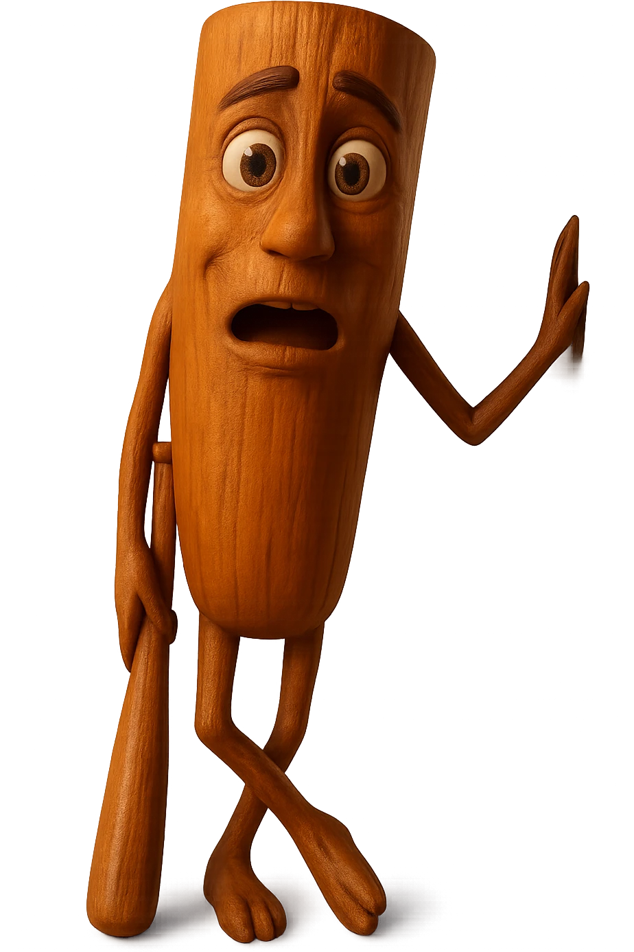 Create three versions of this character with a transparent background: one with a big happy smile, one looking surprised, and one looking sad. Maintain the original style and details of the character. emoji
