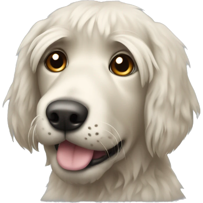 shaggy dog similar to labrador with sticking out hair emoji
