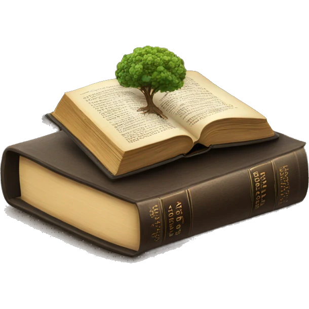 A tree rooted in an open Bible emoji