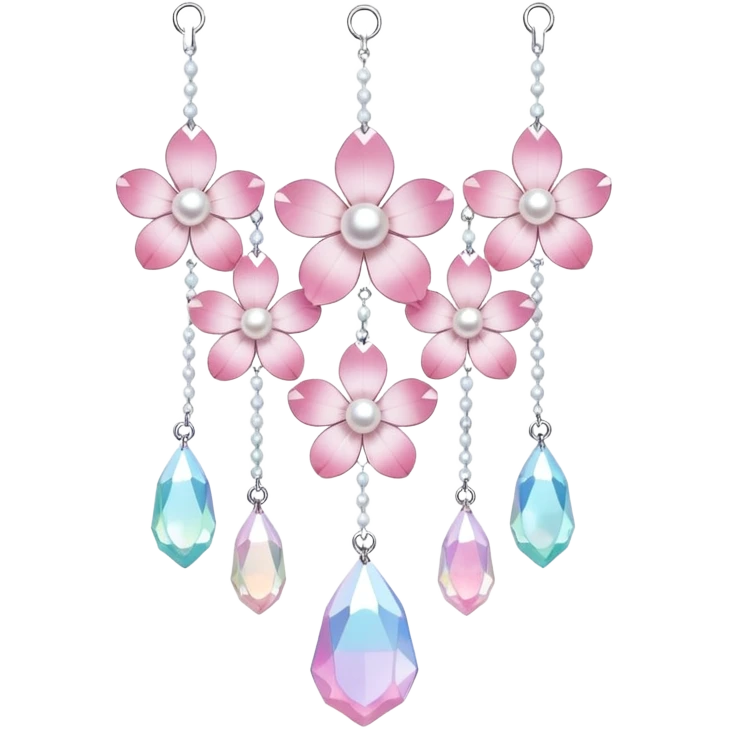 Hanging Iridescent pastel pink sakura crystals white-pearly suncatcher emoji
