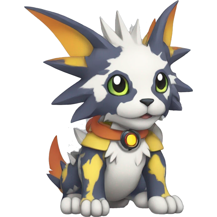 cute cool edgy Digimon-Fakemon-animal with colorful markings full body emoji