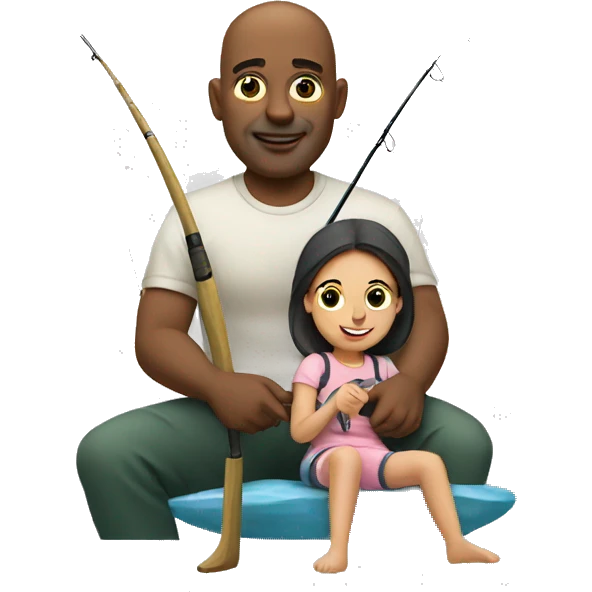 bald dad fishing with daughter emoji
