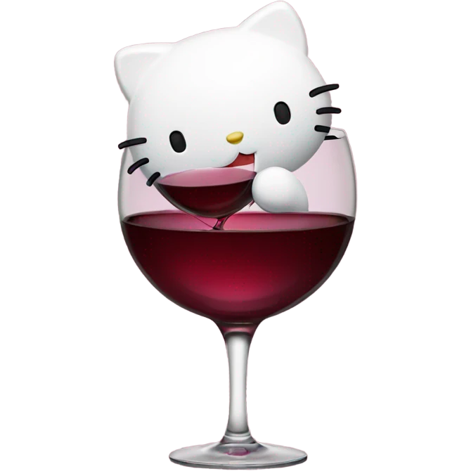 Hello Kitty drinking red wine emoji