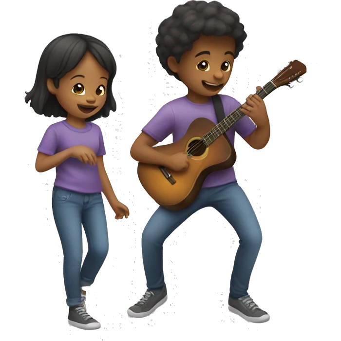 Girl and boy playig emoji