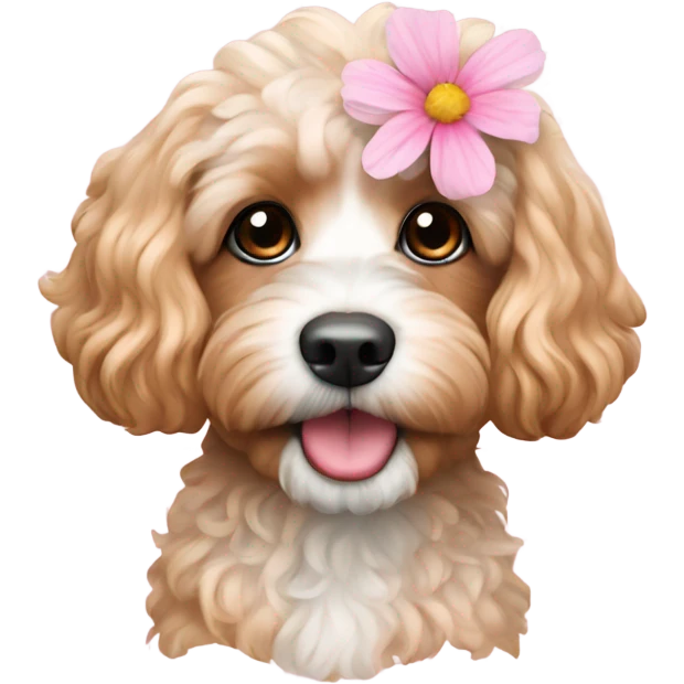  Cavapoo with light pink flower  emoji