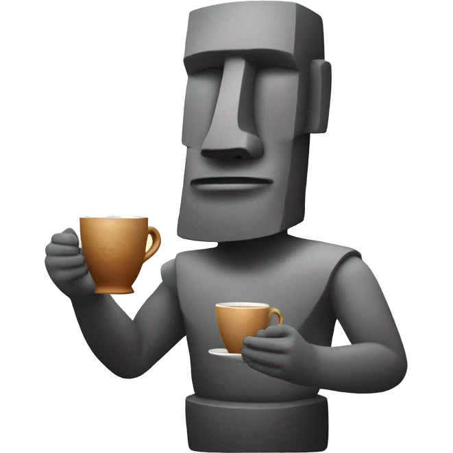 Moai holding tea with perfect hand emoji