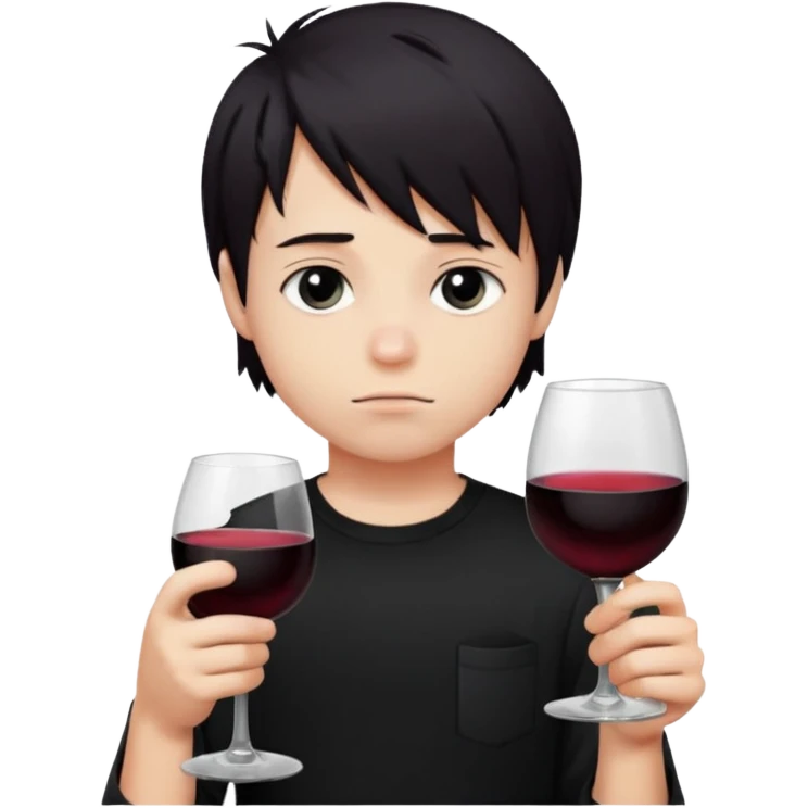 Bebendo vinho emo adolescente masculino com o rosto triste emoji