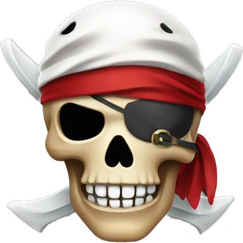 Pirate skull . Rounded teeth . Eye patch  emoji