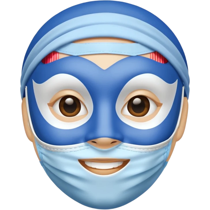 face with mask blue and white emoji