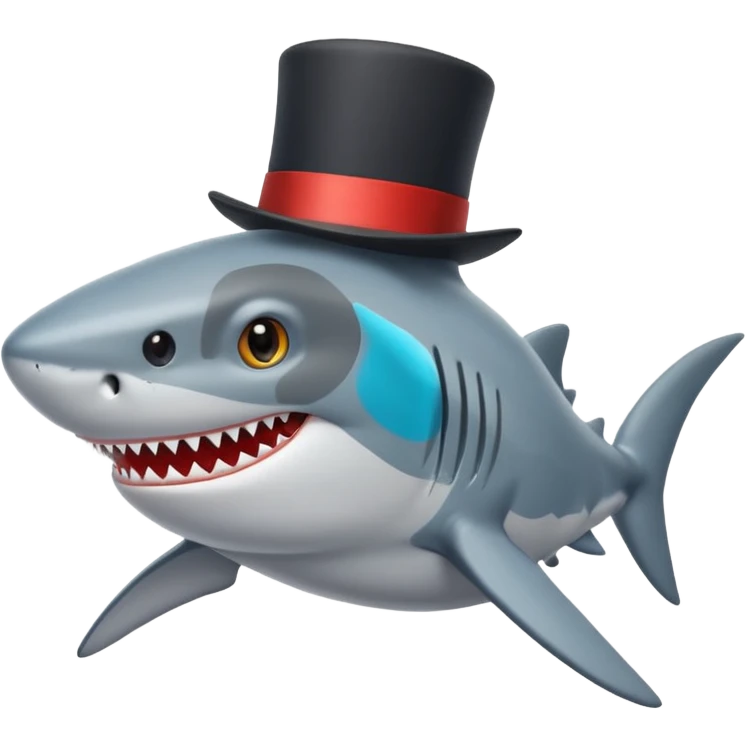 Shark with a top hat emoji