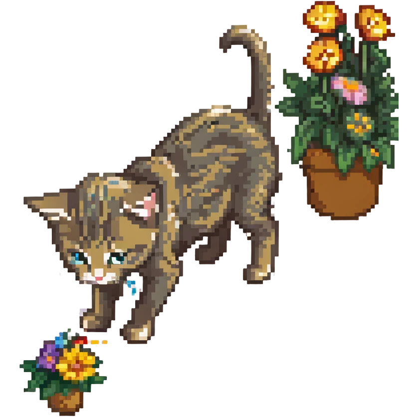 Kitten smells flowers emoji