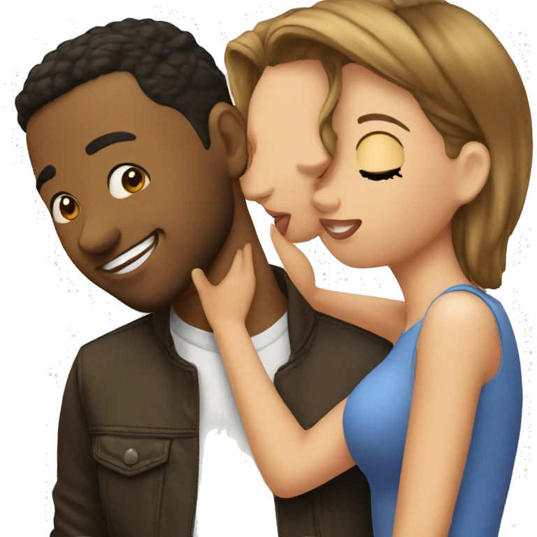 two girls kissing dj on his cheeks emoji