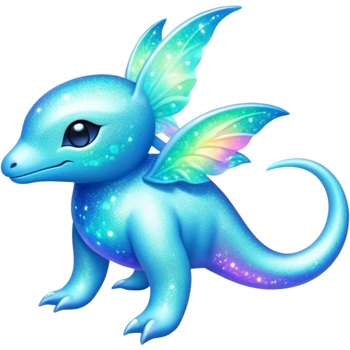 Shiny Exotic Nebulae Tropical Colorful Neon-colored Glittery Ethereal Sparkly Amaura-Aurorus-Fakémon-hybrid-creature (full body)  emoji