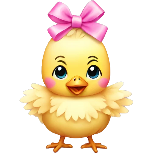 Baby chicken with pink bow emoji