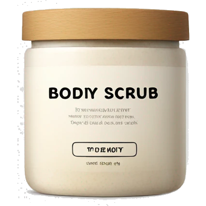 body scrub pot with label emoji