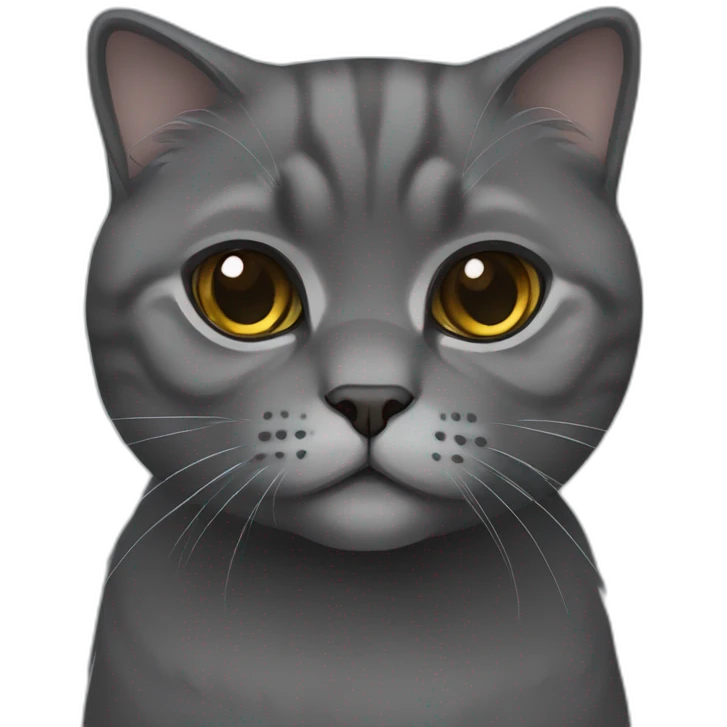 Dark Grey Scottish fold cat emoji