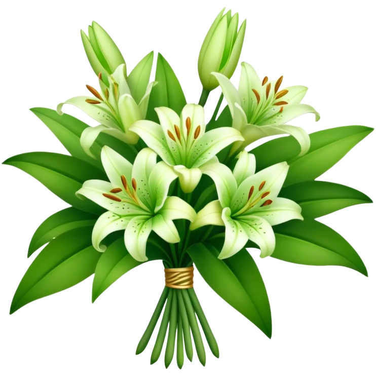 bouquet Soft Green Lily, luxuriant, leaf, bud emoji