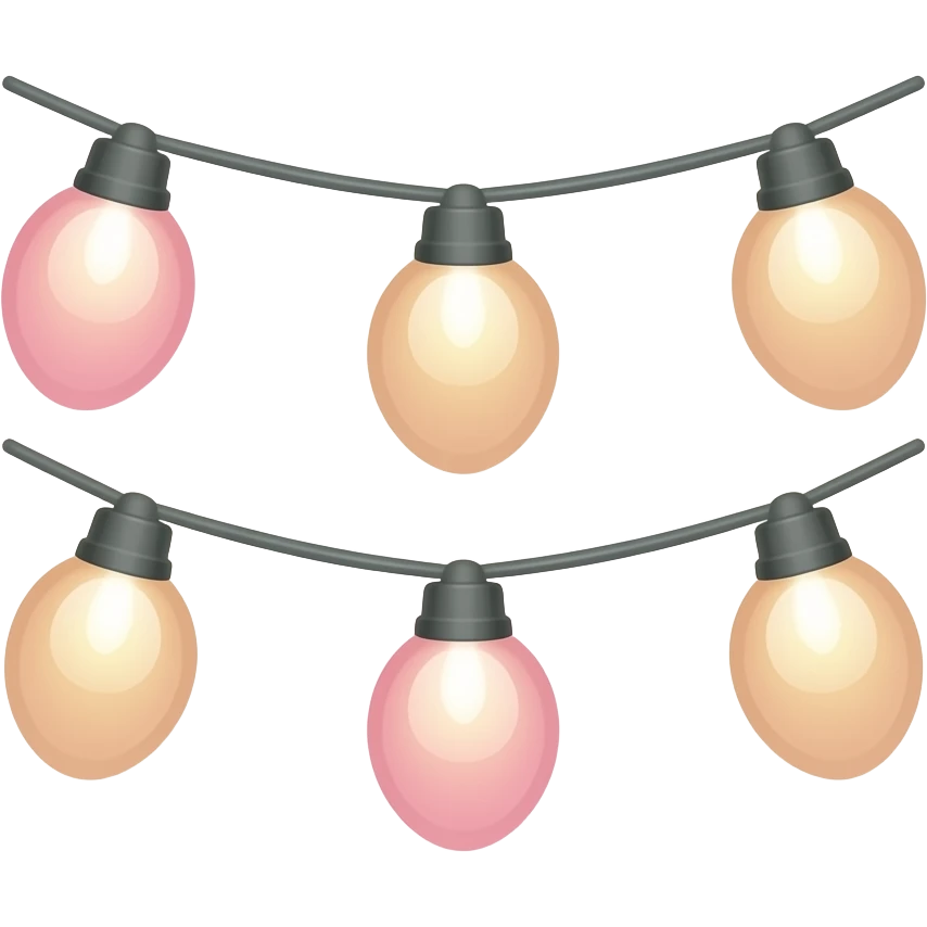fairy lights, warm glow, pastel pink and beige aesthetic emoji