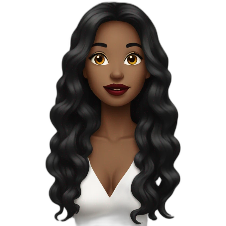 Beautiful Black women long hair lipstick emoji