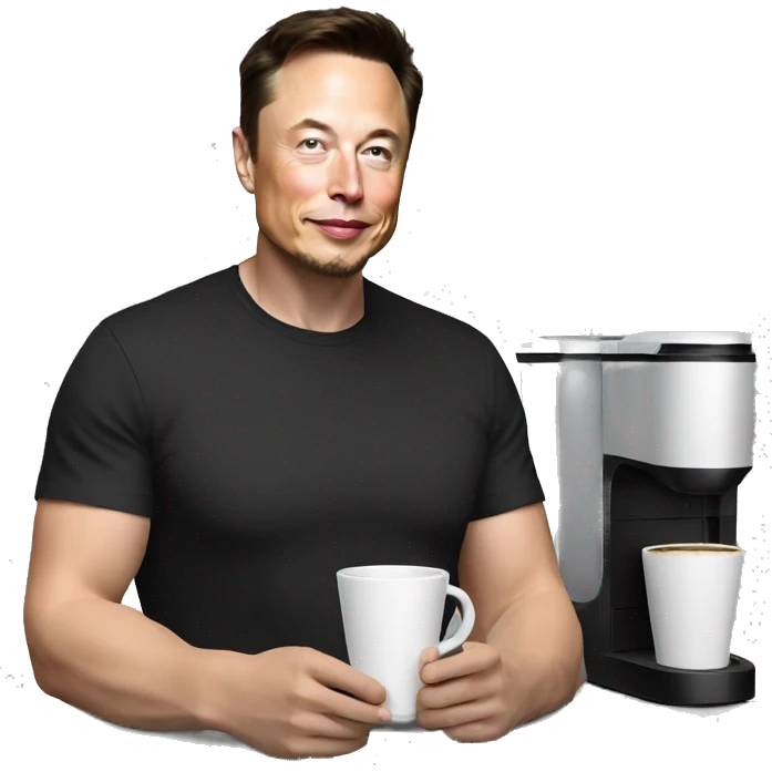 Elon Musk serving coffee emoji