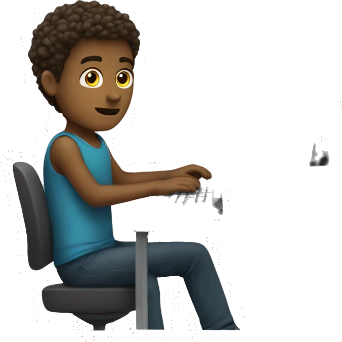 a white boy working at the computer full body emoji