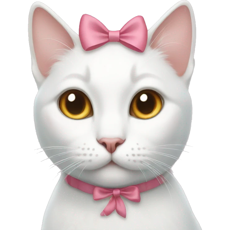 white cat with bow on her ear emoji