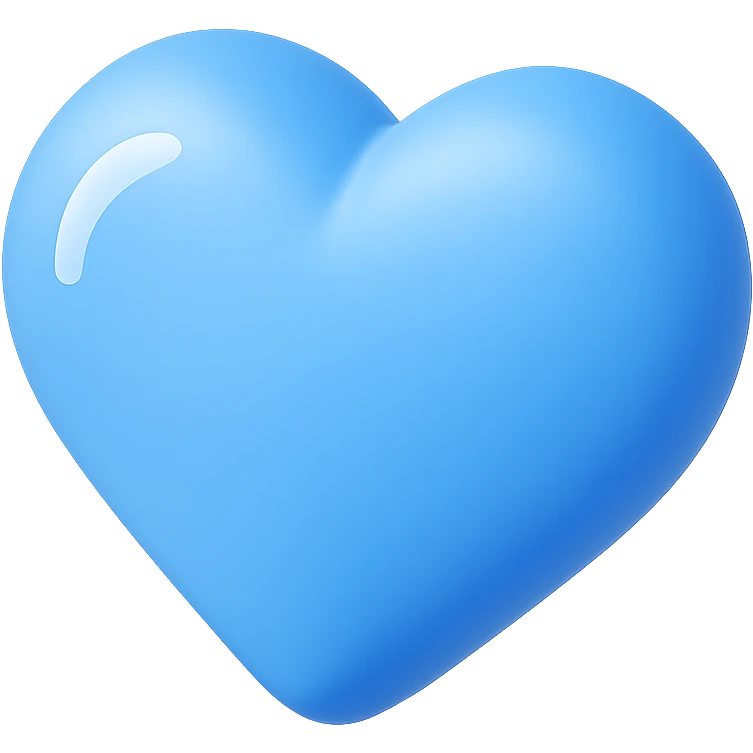 light pastel blue heart, 3D blue emoji style, no background emoji