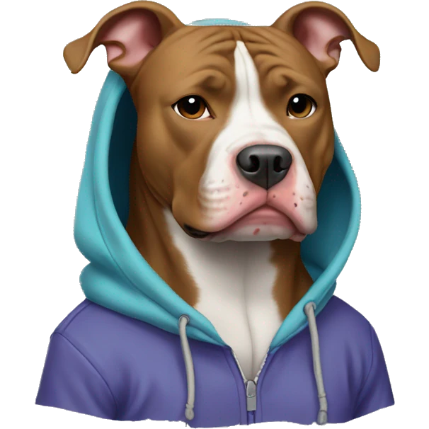 Pitbull wearing a hoodie emoji