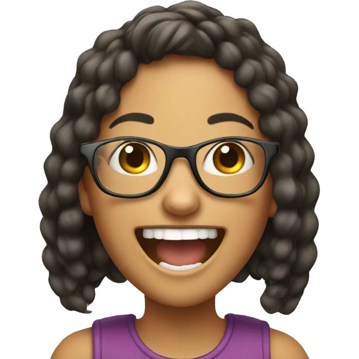 girl with glasses laughing in the phone emoji
