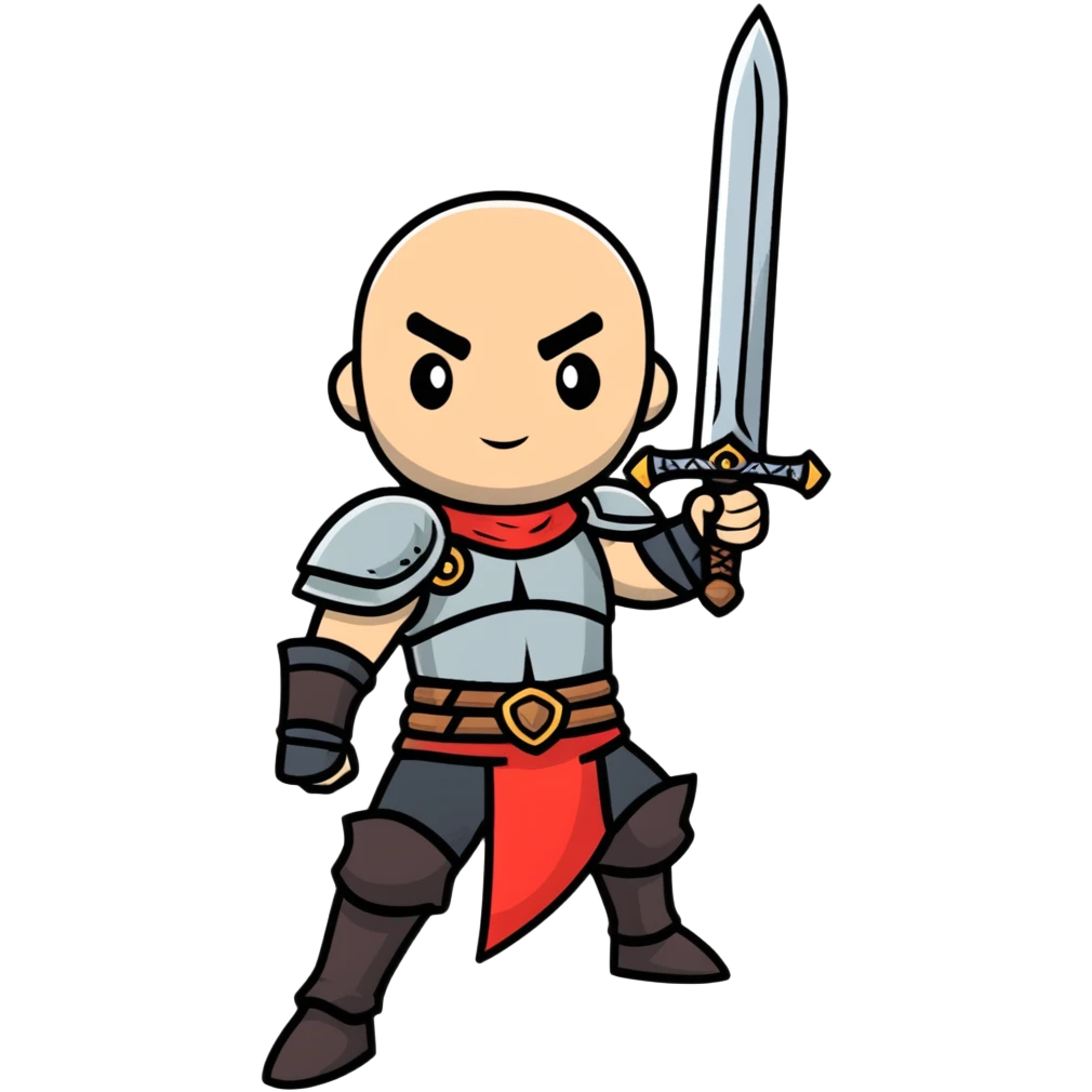retro arcade fantasy warrior with big sword emoji