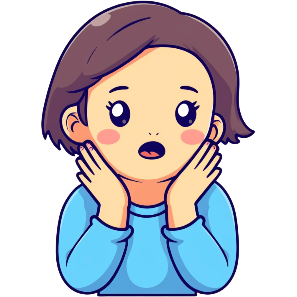 girl choking herself with her hands emoji