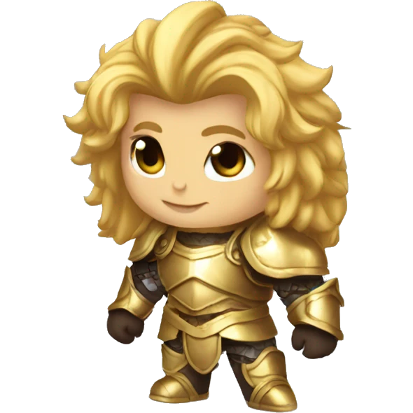 leonin paladin with gold armor an golden blonde hair emoji