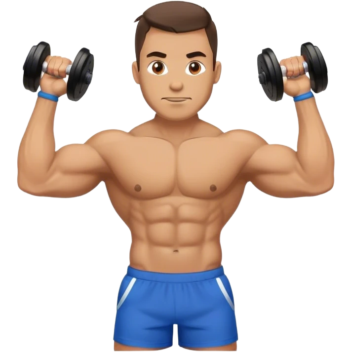jacked man with blue shorts holding kettlebell emoji