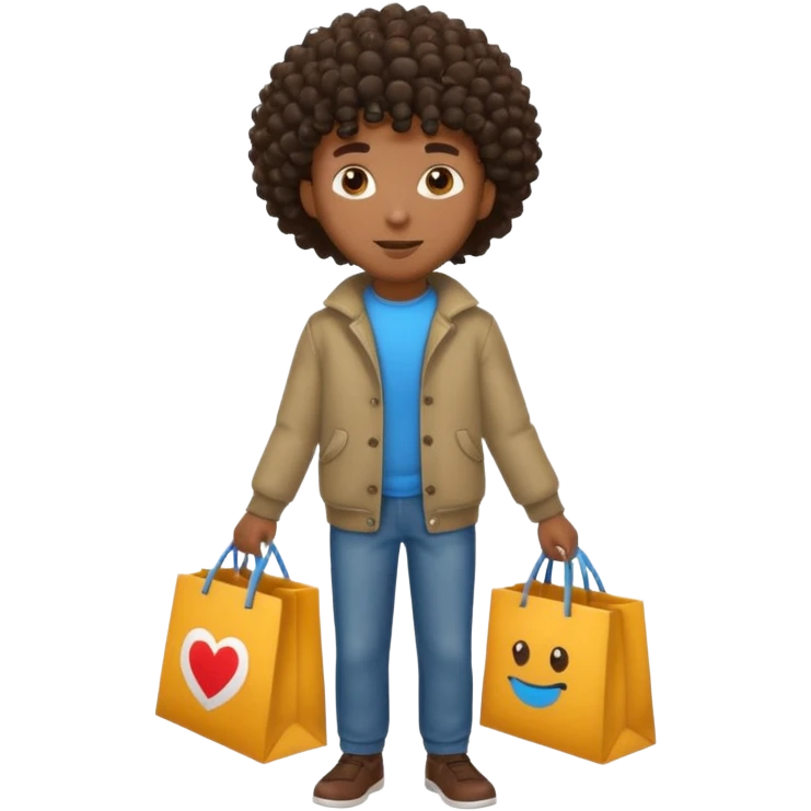 black man with curly hair shopping emoji
