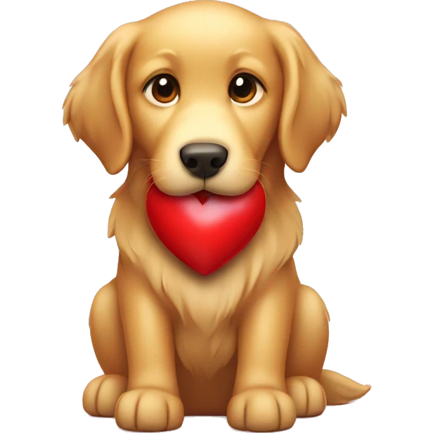 Golden Retriever Holding a red Heart  emoji