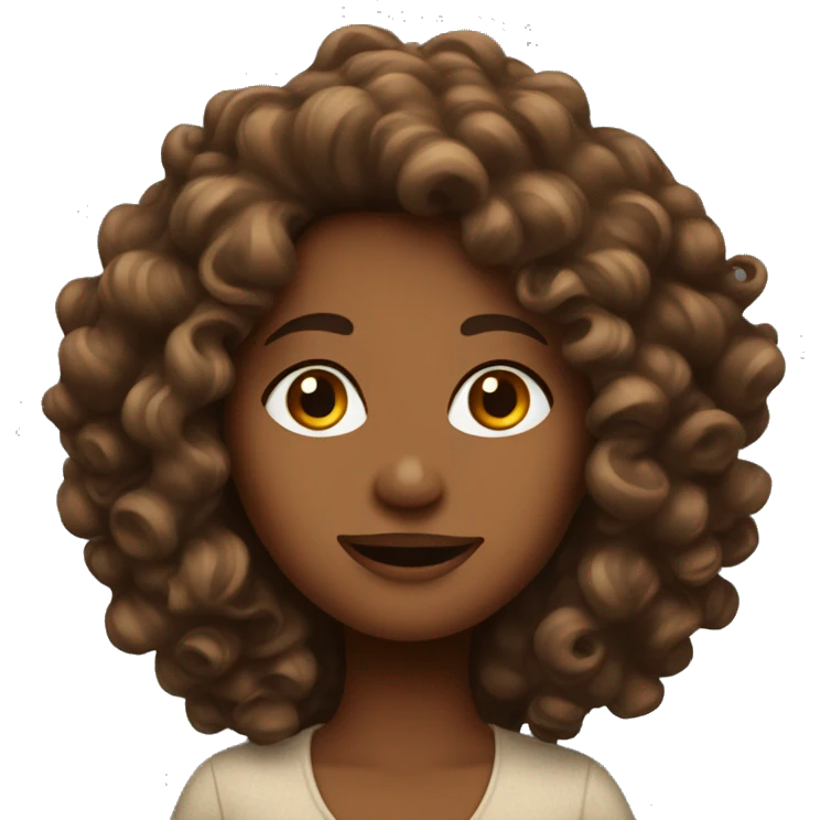 long curly brown lady emoji