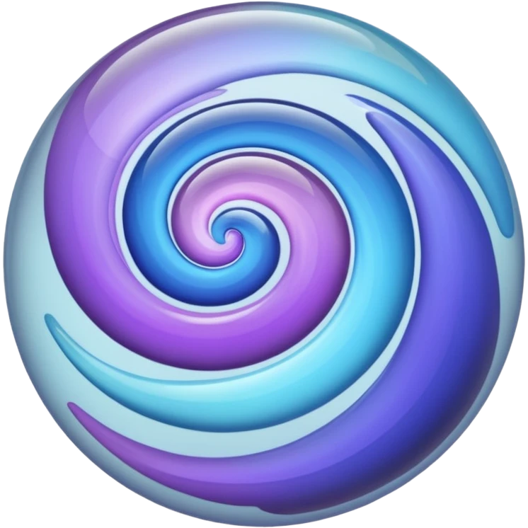 Create a glass orb or sphere with swirling colors that convey a magical and special feeling. Use soft, muted purples and blues, avoiding bright or neon tones, to create a calm and harmonious look. Keep it visually ap
 emoji