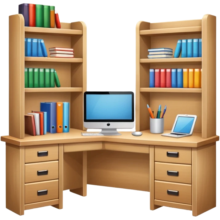Make a.study table emoji with shelves. emoji