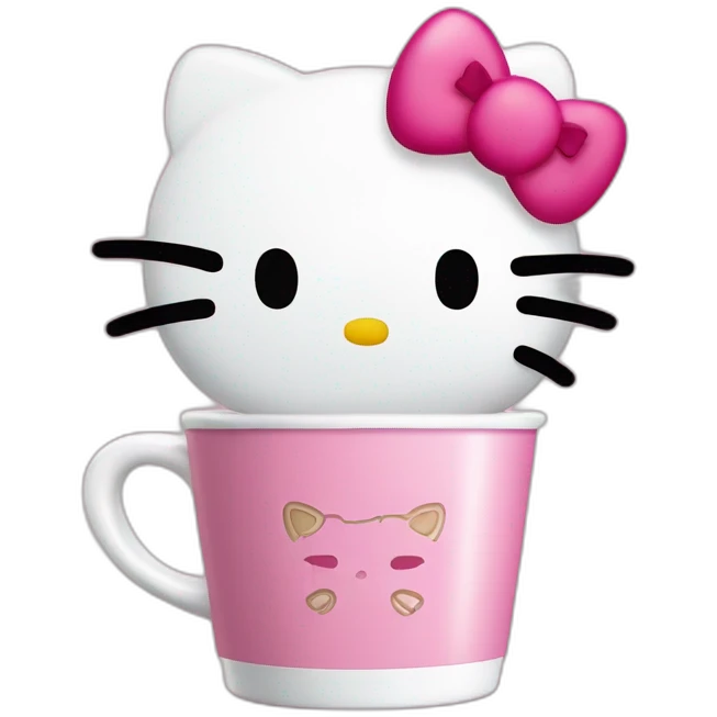 hello kitty com copo de café emoji