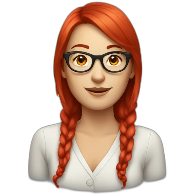 white woman with mid red hair and big red glasses emoji