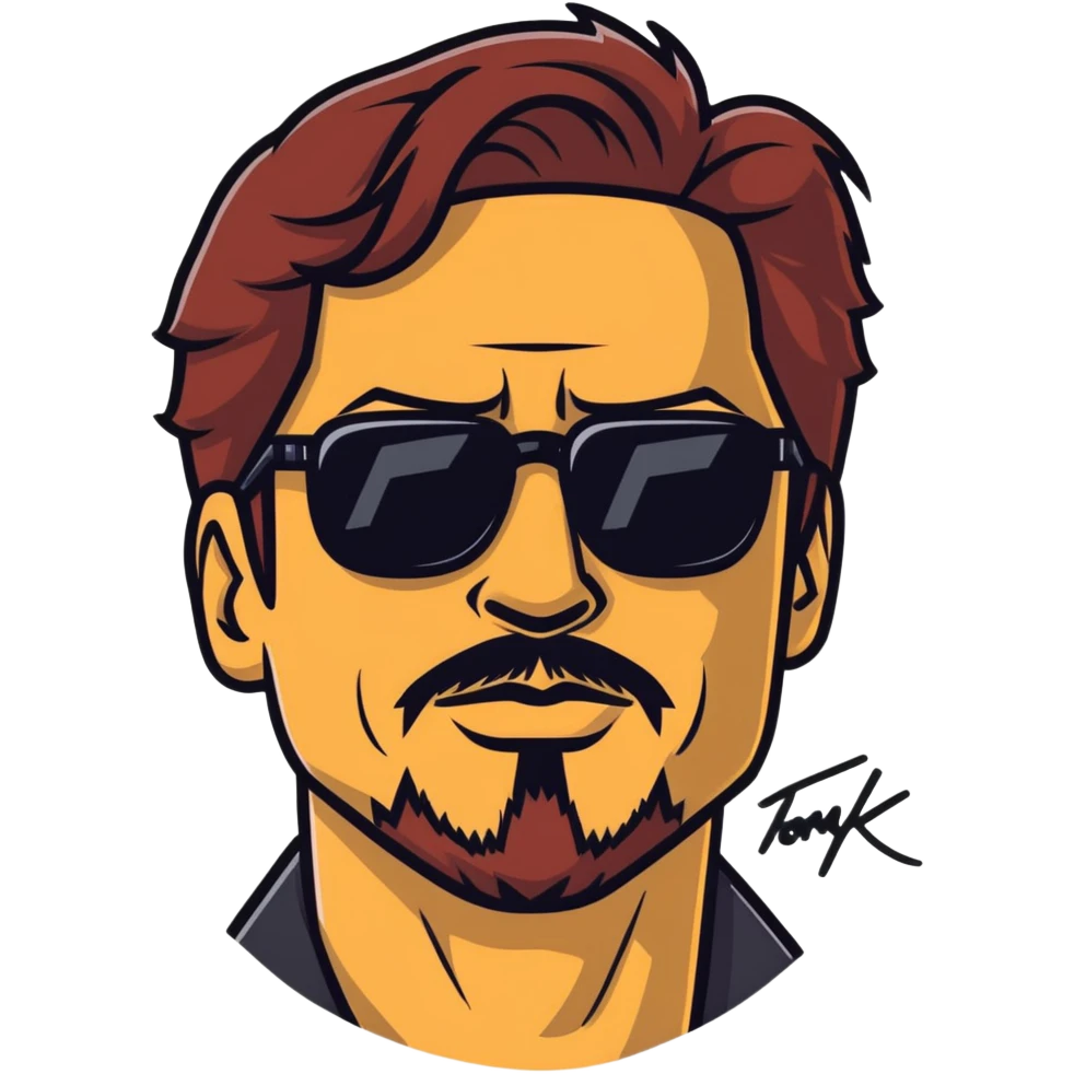 Tony Stark with stylish glasses and signature goatee emoji