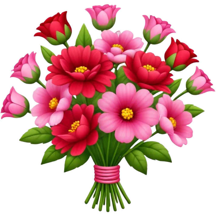 Ramo de flores rojas con rosado emoji