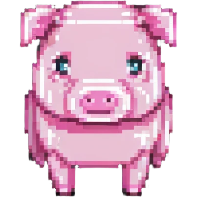 Minecraft pig, full body, pink blocky animal with square head emoji