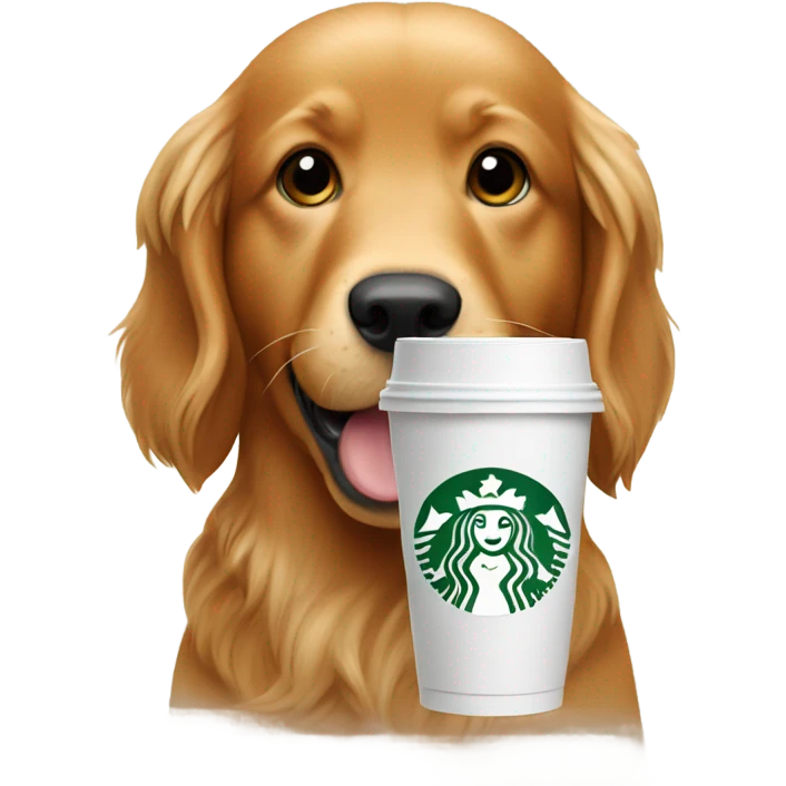Red Golden retriever with starbucks emoji