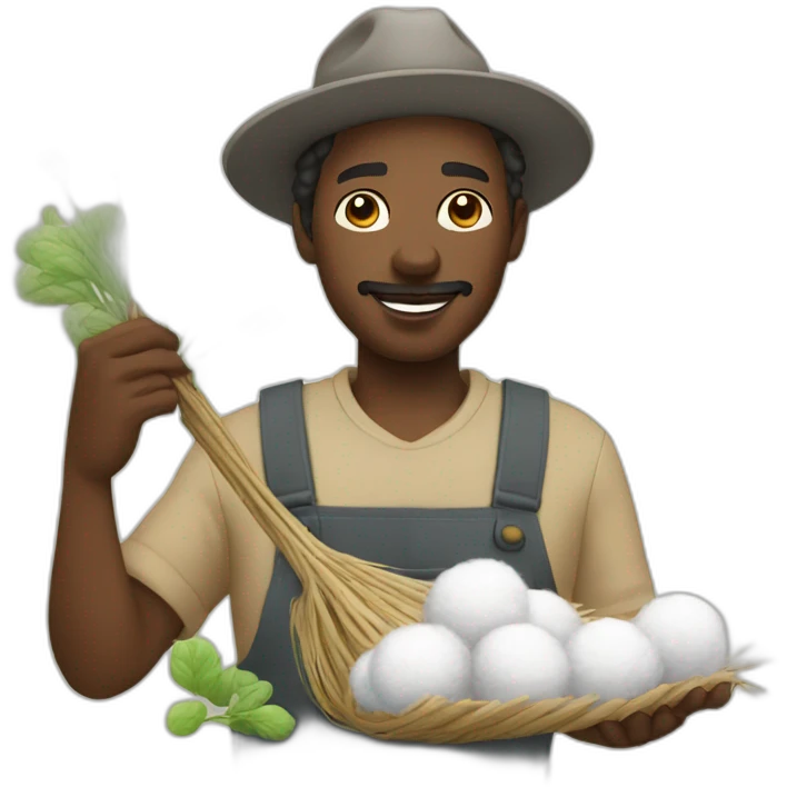 Black farmer picking up coton emoji