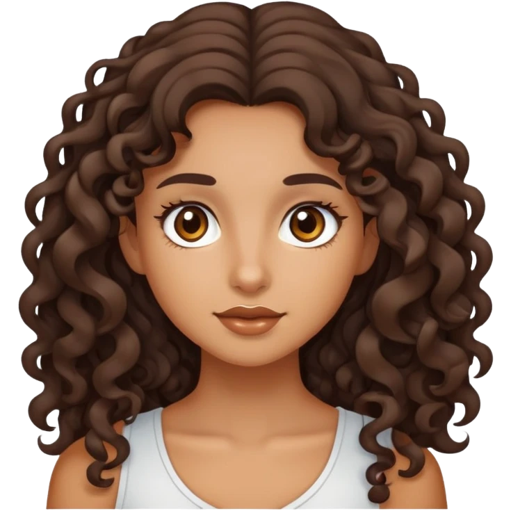 tan girl with long curly dark brown hair emoji