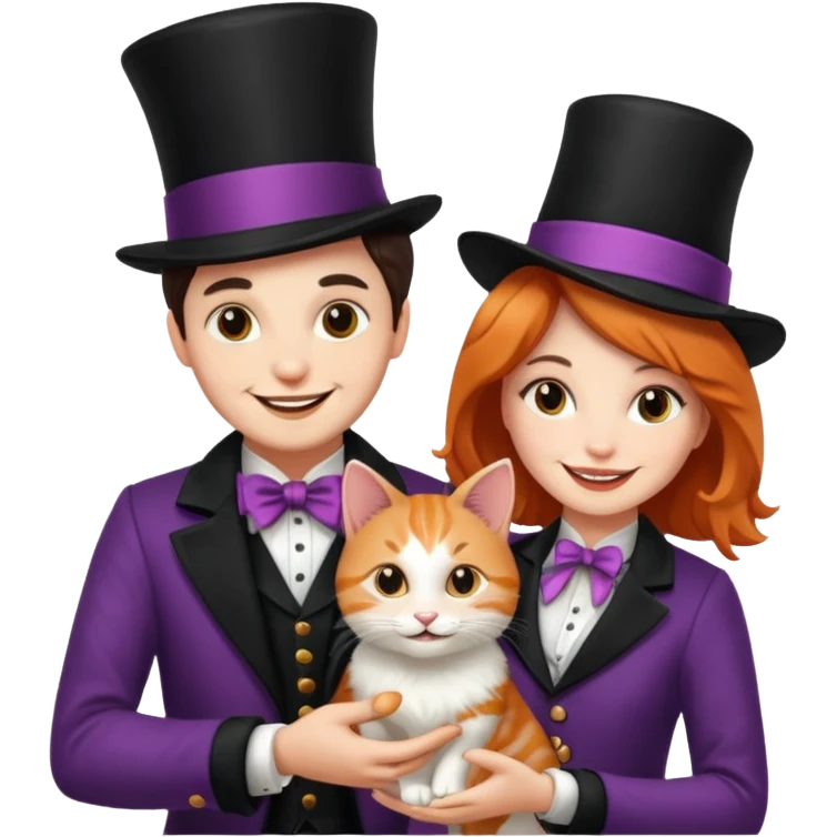 magician couple and their pet cat emoji