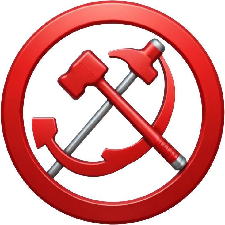 hammer and sickle with red prohibition sign overlay emoji