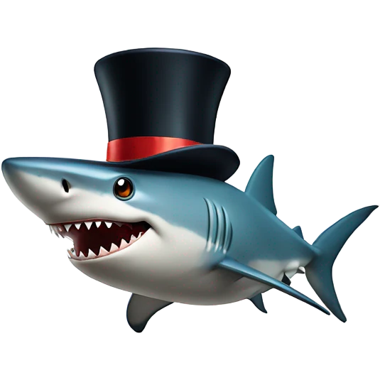 Shark with a top hat emoji